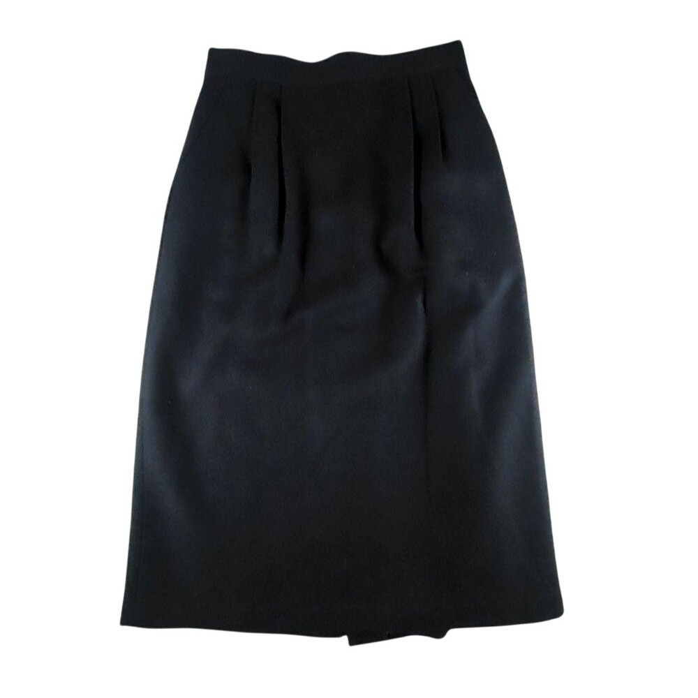 Vntg Sag Harbor Skirt Womens 8 Black Wool Straight Midi Lined Pockets Career